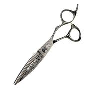 TTOOGO 6.0-Inch Slide Cutting Hair Scissors with Damascus Pattern - Professional 6CR Steel Willow-Leaf Blade Shears for Barbers and Stylists, Black Ergonomic Handle