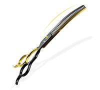 TTOOGO 6.5-Inch Curved Thinning Shears for Dog Grooming - Professional Pet Grooming Scissors with Fishbone Teeth for Blending and Texturizing Coats,Fine
