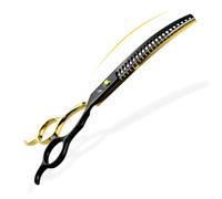 TTOOGO 6.5-Inch Curved Thinning Shears for Dog Grooming - Professional Pet Grooming Scissors with Fishbone Teeth for Blending and Texturizing Coats,Wide