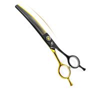 TTOOGO 7.0-Inch Black and Gold Curved Chunker Shears for Dog Grooming - Professional 6CR Steel Pet Thinning Scissors with Double Finger Rests for Blending,Fine
