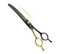TTOOGO 7.0-Inch Black and Gold Curved Chunker Shears for Dog Grooming - Professional 6CR Steel Pet Thinning Scissors with Double Finger Rests for Blending,Wide