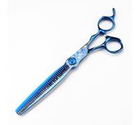 TTOOGO 7.0-Inch Blue Damascus Pattern Barber Shears - Professional JP440C Steel Long Blade Hair Scissors for Salon Stylists and Barbershop Cutting,B