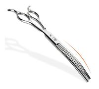 TTOOGO 7.0-Inch Curved Chunker Shears for Dog Grooming - Professional JP440C Steel Pet Thinning Scissors with Double Finger Rests for Blending and Texturizing