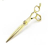TTOOGO 7.0-Inch Gold Professional Hair Scissors - JP440C Steel Barber Shears for Long Blade Cutting and Texturizing, 62HRC Hardness (Straight or Thinning),A