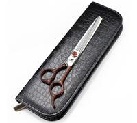TTOOGO 7.0 Inch Professional Hair Shear Set - Sandalwood Handle Barber Scissors with Steel Cutting and Thinning Shears for Salon Stylists,B