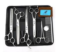 TTOOGO 8.0in Professional Pet Grooming Scissors Set - 4 Pack Dog Hair Cutting Kit with Straight Shears, Curved Shears, 7.5in Thinning Shears, Comb,Stainless Steel Pet Grooming Tools for Dogs Cats