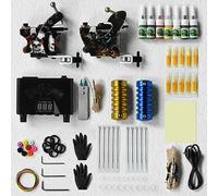 TTOOGO Complete Coil Tattoo Machine Kit for Beginners - Dual Rotary Tattoo Gun Set for Lining and Shading with Power Supply, 7 Inks, and Full Accessories