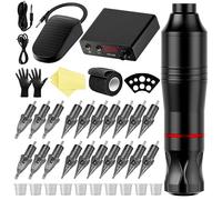 TTOOGO Complete Tattoo Kit with LCD Power Supply, Foot Pedal, 20 Tattoo Cartridges, Practice Skins, and Accessories,Professional Tattoo Machine for Shading, Lining, Coloring,Black