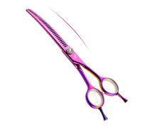 TTOOGO Curved Pet Thinning Shears 7.0 Inch - Professional Dog Grooming Chunker for Blending and Texturizing, Japanese 440C Steel Finishing Scissors for Dogs and Cats, Ergonomic Handle,Wide
