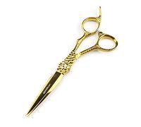 TTOOGO Gold Hair Cutting Scissors with Dragon Scale Handle - 6.0-Inch Professional 9CR Steel Barber Shears for Salon Stylists, 62HRC Hardness (Straight or Thinning),A