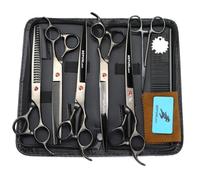 TTOOGO Groomer's Workhorse Toolset: 5-Piece Pet Styling Shears in 6CR Steel, 8.0-Inch Kit with Straight, Curved, and Texturizing Scissors for Daily Use