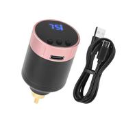 TTOOGO Mini Wireless Tattoo Power Supply RCA Connector - 1300mAh USB-C Rechargeable Battery Pack with LED Display, 5-12V Adjustable Voltage, Fits Rotary Tattoo Pen Machines,Pink