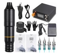 TTOOGO Professional Tattoo Machine Pen Kit,Rotary Tattoo Kit with Digital Tattoo Power Supply and Foot Pedal, Aluminum Tattoo Cartridge Pen Set with Transfer Paper and Accessories for Lining Shading