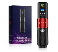 TTOOGO Wireless Rotary Tattoo Machine Kit - Adjustable Stroke 2.0-4.2mm, 1600mAh Battery Pen with LCD Display, Type-C Fast Charging for Lining and Shading Styles,Red,1 battery