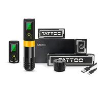 TTOOGO Wireless Rotary Tattoo Pen with 2000mAh Battery - Professional Rotary Tattoo Machine with LED Display, 3.5mm Stroke, and Adjustable Voltage for Lining and Shading,Gold,2 batteries