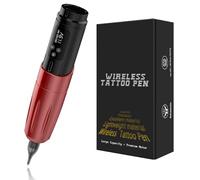 TTOOGO Wireless Tattoo Pen with 4-12V Adjustable Stroke - Lightweight Rotary Tattoo Machine with 1300mAh Battery, TFT Display, USB Type-C Charging for Professional Artists and Beginners,Red