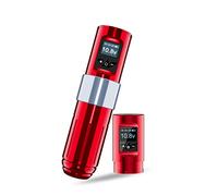TTOOGO Wireless Tattoo Pen with OLED Display - Adjustable Voltage Rotary Tattoo Machine, 12V 12000 RPM Motor, 1700mAh Battery, 8 Hours Working for Professional Artists,Red,2 batteries