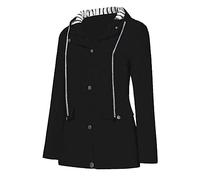 TTorju Raincoat for Women Rain Jackets Lightweight Waterproof Rain Jackets Outdoor Raincoat Windbreaker Waterproof Windproof Coat with Hood Ladies Jackets Black