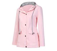 TTorju Raincoat for Women Rain Jackets Lightweight Waterproof Rain Jackets Outdoor Raincoat Windbreaker Waterproof Windproof Coat with Hood Ladies Jackets Pink