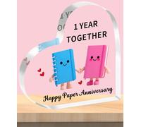 TTOVEN 1st Anniversary Plaque Gifts for Her Him,Happy Paper Anniversary Plaque,I Love You Romantic Acrylic Heart Gifts For Women Men,Gifts For Couples First Wedding Anniversaries