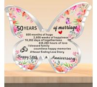 TTOVEN 50th Wedding Anniversary Plaque Gifts for Her Him,Anniversary Wedding Gifts for Couple,Unique Acrylic Butterfly-Shaped Plaque for 50th Anniversary