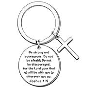 TTOVEN Christian Gift Keyring Verse Gift Religious Gift Inspirational Gifts Keyring Keychain for Him Her Son Daughter Be Strong and Courageous Keychain First Communion Gift