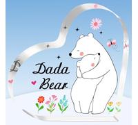 TTOVEN Dada Bear Plaque, Small Acrylic Heart Shaped Decorative Sign, Dad Gifts from Daughter Son, Father's Day, Birthday, Sentimental Theme