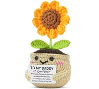 TTOVEN Daddy Gifts Handmade Positive Sunflower Crochet Father's Day Presents for Daddy Birthday From Daughter Son A Tiny Sunflower is Here to Always Remind You