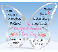 TTOVEN Gift for Nanny Birthday Gifts Mothers Day Gifts Beautiful Butterfly Acrylic Plaque-You're the Best Nanny in the World