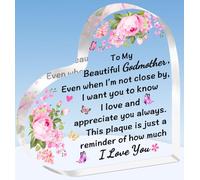 TTOVEN Godmother Gifts,Godmother Birthday Gifts,Godmother Christmas Day Gifts,Beautiful Heart Acrylic Plaque - To my Beautiful Godmother Plaques
