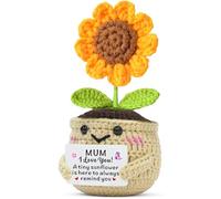 TTOVEN Mum Gifts Handmade Positive Sunflower Crochet for Mum Birthday From Daughter Son A Tiny Sunflower is here to always remind you