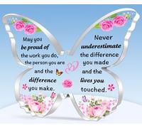 TTOVEN Teacher Gifts Leaving Gifts for Colleagues Women Thank You Teacher Plaque Beautiful Butterfly Acrylic Plaque