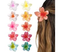 TTPSRY 10 Pcs Flower Hair Clip Nonslip Flower Claw Clips Strong Hold Hawaiian Claw Clip for Medium Thick Hair Hair Claw Clips for Women and Girls
