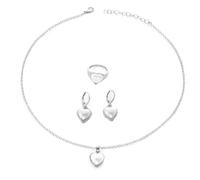 TTPSRY 3 Piece Heart Pearl Jewelry Set Elegant Dangle Earrings Necklace Ring Bridal Wedding Accessories Women Jewelry Collection