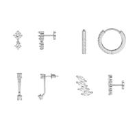 TTPSRY 4 Pairs Cubic Zirconia Stud Earrings Set Huggie Hoop Earrings Assortment Minimalist Crystal Jewelry Collection Women Girls Everyday Wear