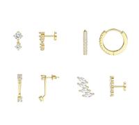 TTPSRY 4 Pairs Cubic Zirconia Stud Earrings Set Huggie Hoop Earrings Assortment Minimalist Crystal Jewelry Collection Women Girls Everyday Wear