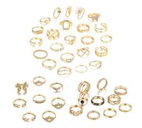 TTPSRY 41 Pcs Vintage Gold Knuckle Rings Rhinestone Stackable Rings Finger Joint Rings Jewellery Gold Rings Set Adjustable for Women Teen Girls