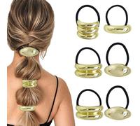 TTPSRY 6 Pcs Hair Rope Geometric Retro for Women Minimalist Elastic Hair Tie with Unique Alloy Design Versatile and Chic for Everyday or Special Occasions