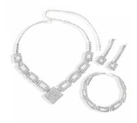 TTPSRY Bijoux Femme Cristal Élégante Necklace Bracelet Boucles d'Oreilles Ensemble Bijouterie Mariage Soirée Cadeau Anniversaire Parures pour Femme Accessoires Mode Rhinestones