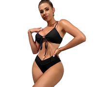 TTPSRY Bikini Set for Women Two Piece Swimsuits Cut Out String Tie Bathing Suits V Cut Bottom (Black/L)