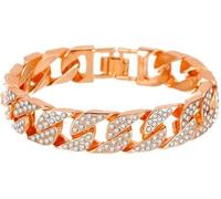 TTPSRY Cuban Chain Link Bracelet Gold Chain Wrist Bracelets for Women Girls Flat Cable Chunky Bangle Fashion Jewelry (Rose gold)