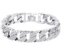 TTPSRY Cuban Chain Link Bracelet Gold Chain Wrist Bracelets for Women Girls Flat Cable Chunky Bangle Fashion Jewelry (Silver)