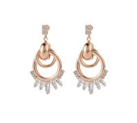 TTPSRY Earrings for Women Double Hoop Earrings Crystal Round Trapezoo Earrings Metal Earrings Statement Geometric Hypoallergenic Gift for Holiday Anniversary, Alloy Steel