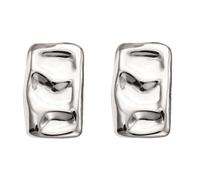 TTPSRY Earrings for Women Geometric Rectangle Stud Irregular Hammered Chunky Square Statement Jewelry for Daily Wear and Party (Silver)