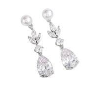 TTPSRY Earrings for Women, Pearl and Zirconia Dangling Floral Design Hypoallergenic Unique Gift for Everyday & Party Wear(Gold)