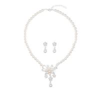 TTPSRY Floral Pearl Jewelry Set Elegant Crystal pendant Necklace Drop Earrings Bridal Wedding Accessory Women Formal Wear Collection
