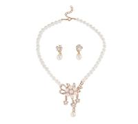 TTPSRY Floral Pearl Jewelry Set Elegant Crystal pendant Necklace Drop Earrings Bridal Wedding Accessory Women Formal Wear Collection