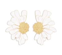 TTPSRY Flower Earrings Bohemian Earrings Exaggerated Flower Petal Earrings Big Vintage Tassel Dangle Floral Petal Earrings Statement Jewelry for Women (White)