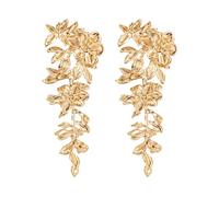 TTPSRY Gold Flower Petal Leaf Dangle Earrings Bohemian Earrings Tassel Earrings Exaggerated Flower Earrings Statement Jewelry for Women Daily Wear and Party Gifts (Gold)