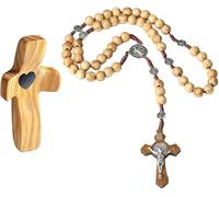 TTPSRY Handheld Wooden Prayer Cross with Beads Set Small Pocket Size Handmade Comfortable Religious Devotional Tool Personal Meditation Travel Accessory(B)